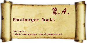 Mansberger Anett névjegykártya